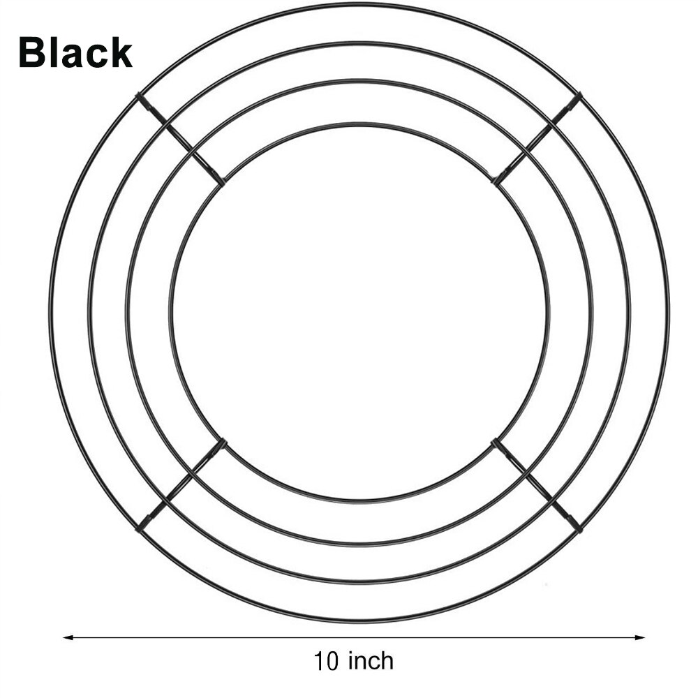 8/10/12/14inch Wire Wreath Frame Wire Wreath Making Rings Green For Year Valentines: Black-10inch
