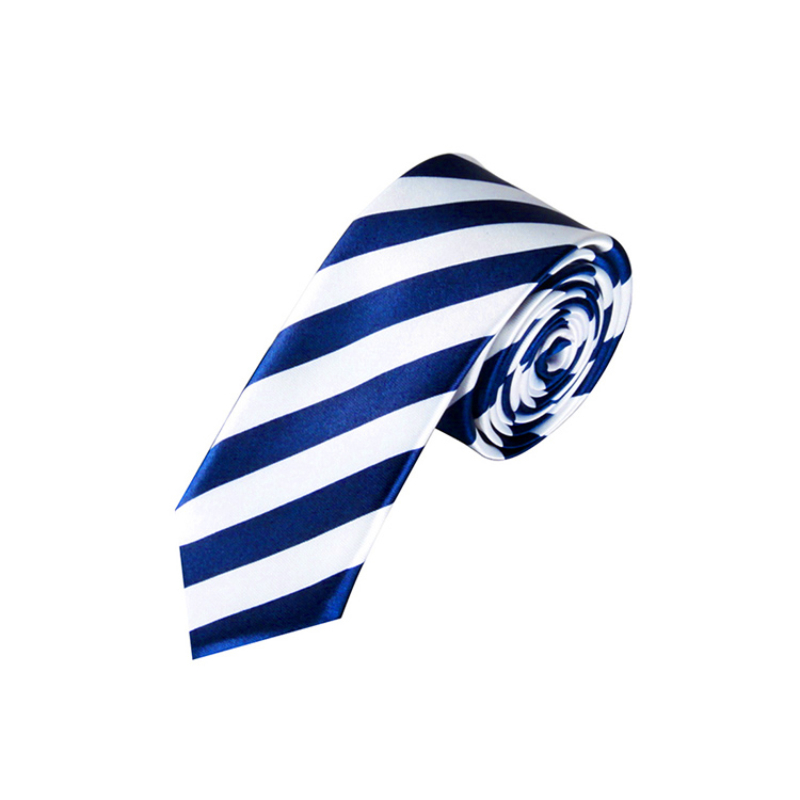 Corbatas a rayas blancas y negras para hombre y mujer, ropa de vestir Formal, corbatas de seda de imitación, corbatas de cuello estrecho, camisas casuales, artesanía diaria, 5CM: Azul