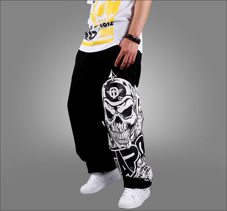 hommes Hip Hop pantalon ample rue danse pantalons longs crâne imprimer Rock and Roll Punk Baggy Parkour Skateboard survêtement hommes