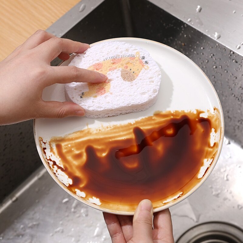 Cartoon Afwassen Doek Gecomprimeerd Houtpulp Spons Rag Cleaning Tools Voor Thuis Keuken Kom Gerechten Pot Olie Verwijderen Vaatdoek
