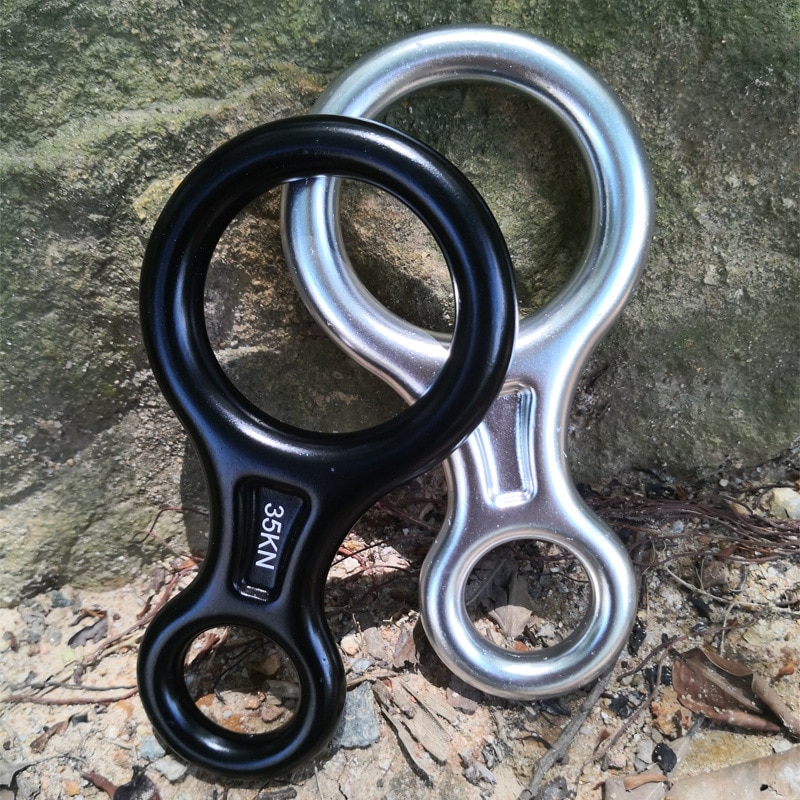 35KN Eight Rings Downhill Gear Camping Hiking Outdoor Climbing Device 8 Word Rope Rock Aluminum Alloy Climbing Descenders