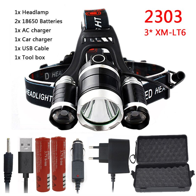 8000 Lumen Hight Power Licht 5 Led Koplamp Cree Xml T6 Led Head Lamp 18650 Oplaadbare Zaklamp Fakkel Lantaarn: Option F