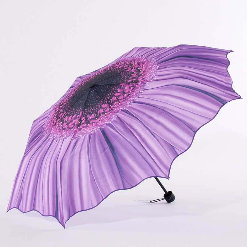 3d Sunflower Umbrella Women Three Folding Windproof Wasterproof Anti Uv Parasol Sunny Rainy Women's Umbrella: 2