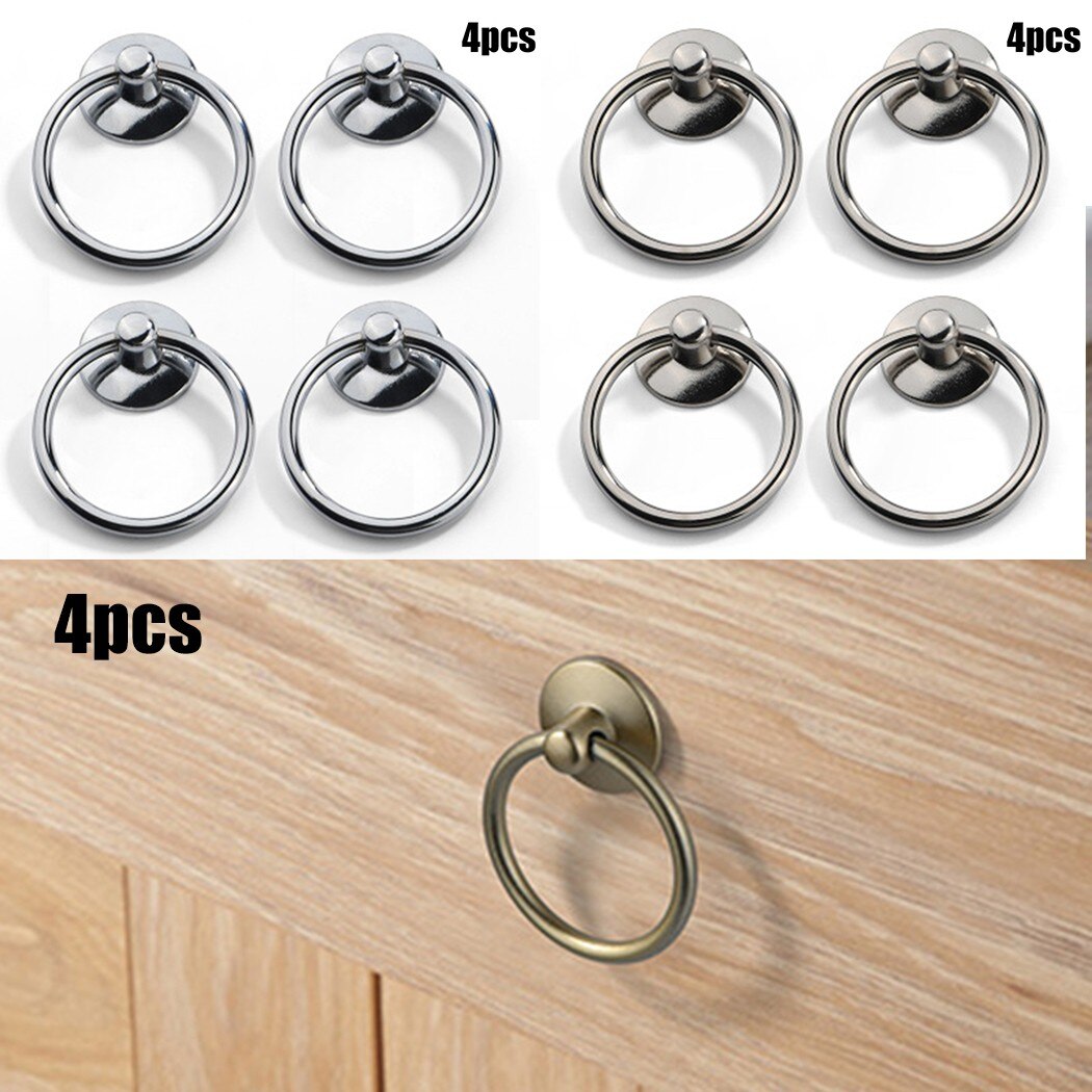 4pcs Finger Pull Swing Ring Kitchen Cabinet Drawer Cupboard Knob Handle Knob Pull Ring For Drawer Door Cabinet Bin Wardrobe