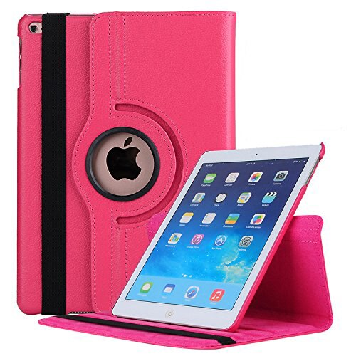 Case Voor Ipad Mini 4 Coque Funda, 360 Rotating Smart Stand Tablet Cover Case Voor Mini 5 Met Auto Slaap Wake Multi-Kijkhoek: Rose Red