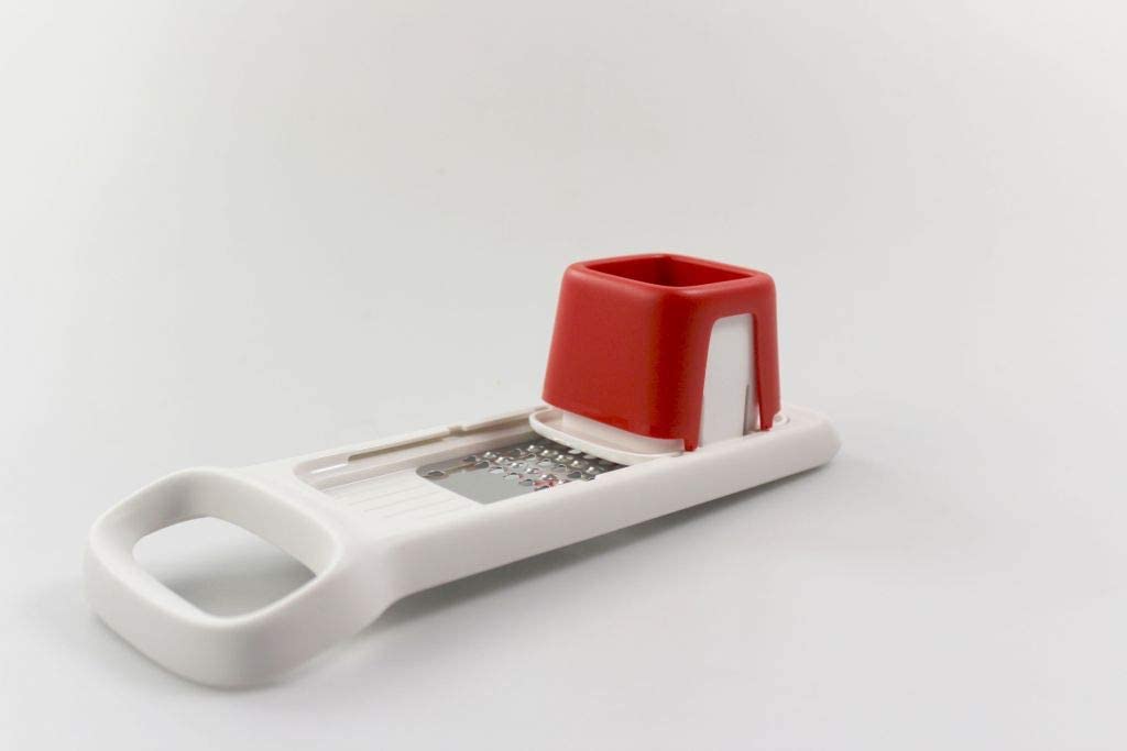 Tupperware mini rivejern mandolin, mini reibe mandolin, kok speedymando hvid-rød rivejern mandolino køkkenstjerne