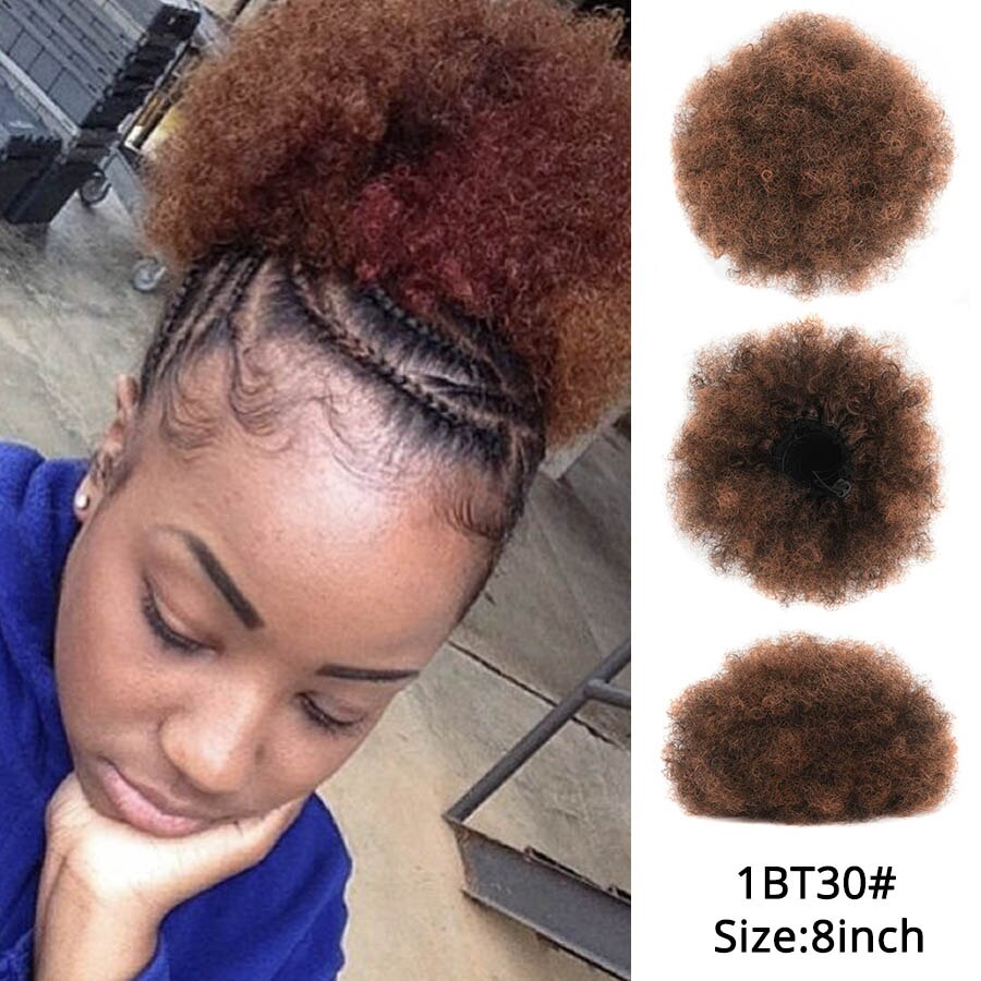 Alileader coc scurt de păr puf afro super-sintetic 8 inch șnur scurt coadă de cal clemă extensie de păr coci de păr crepus: 1 bt 30