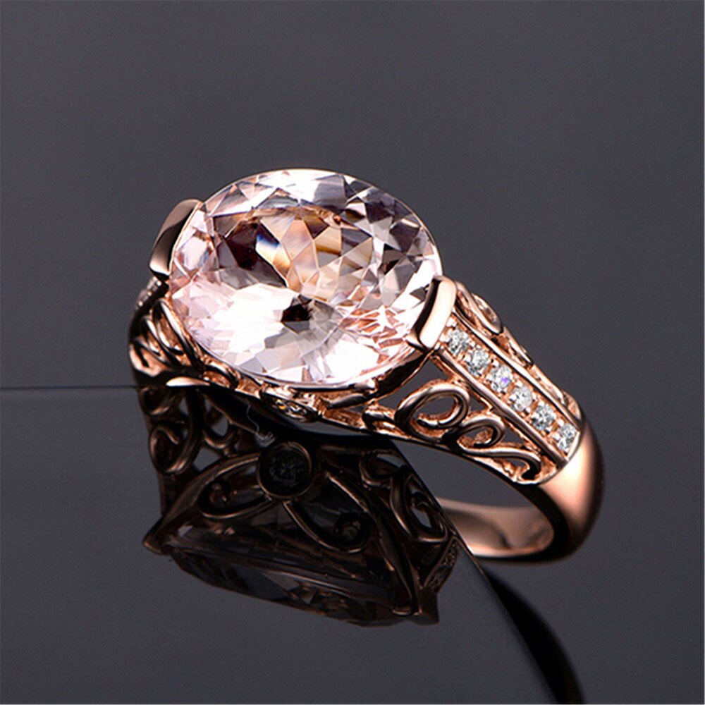 Rose Gold Cubic Zirconia Stone Wedding Rings For Women Engagement Rings Jewelry Bijoux Bague Femme