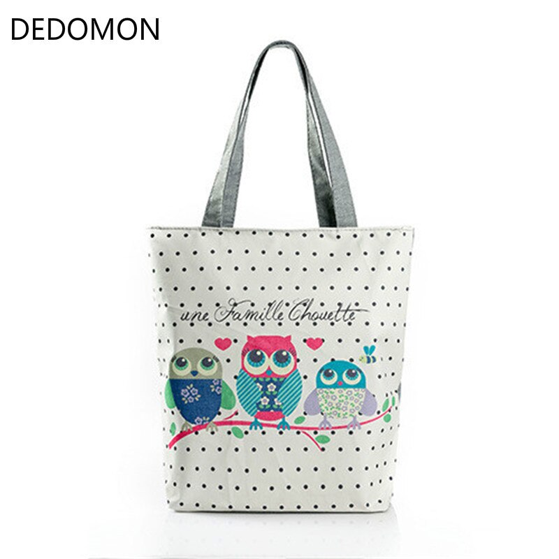 Bloemen En Uil Gedrukt Vrouwen Casual Tote Vrouwelijke Dagelijks Gebruik Vrouwelijke Boodschappentas Dames Single Schouder Handtas Eenvoudige Strand tas