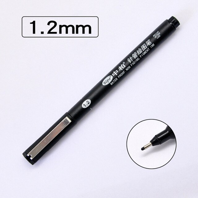 Fine Line Needle Pen for Cartoon Sketching, Comic, Manga, Artist Illustration, Technical Drawing, Figure: 1.2mm