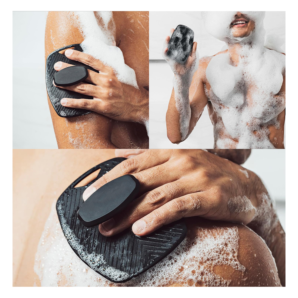 Escova esfoliante de silicone, limpador sem alça deslizante, purificador corporal, limpa e massageia a pele, acessórios de banheiro, escova de banho