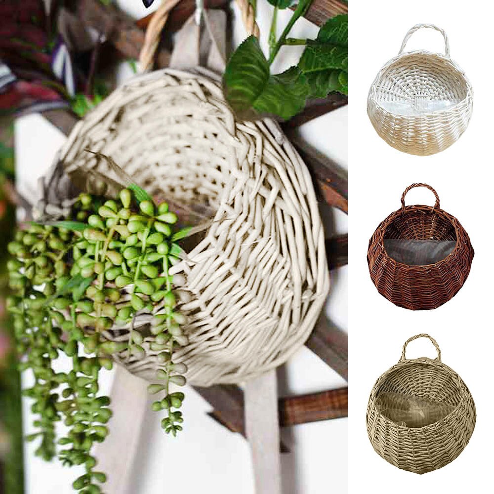 Muurplanter Rieten hangende mand, rotan geweven