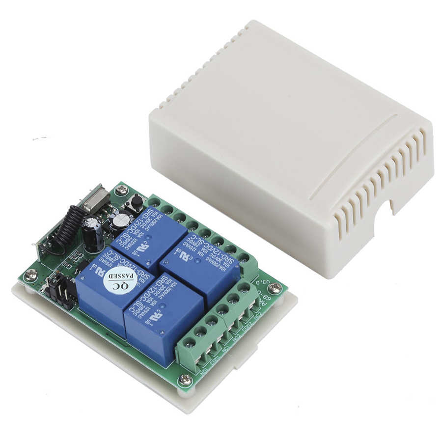 12V 4 Way Wireless Controller Remote Control Switch Transmitter+Receiver for Barrier Gate Garage