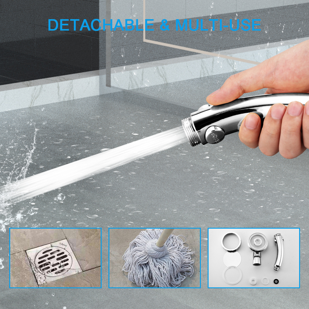 360 degree rotatable 3 Modes shower head with Water Control Button High-pressure water-saving Rain shower watering