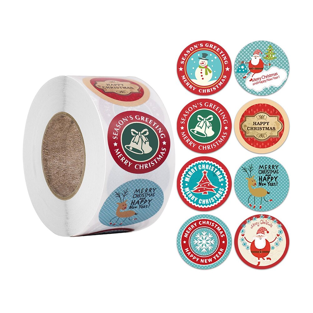 1 rol rond 13 ontwerpen vrolijke kerststickers bedankt stickers sluitlabels voor enveloppen kaarten verpakking scrapbooking: J