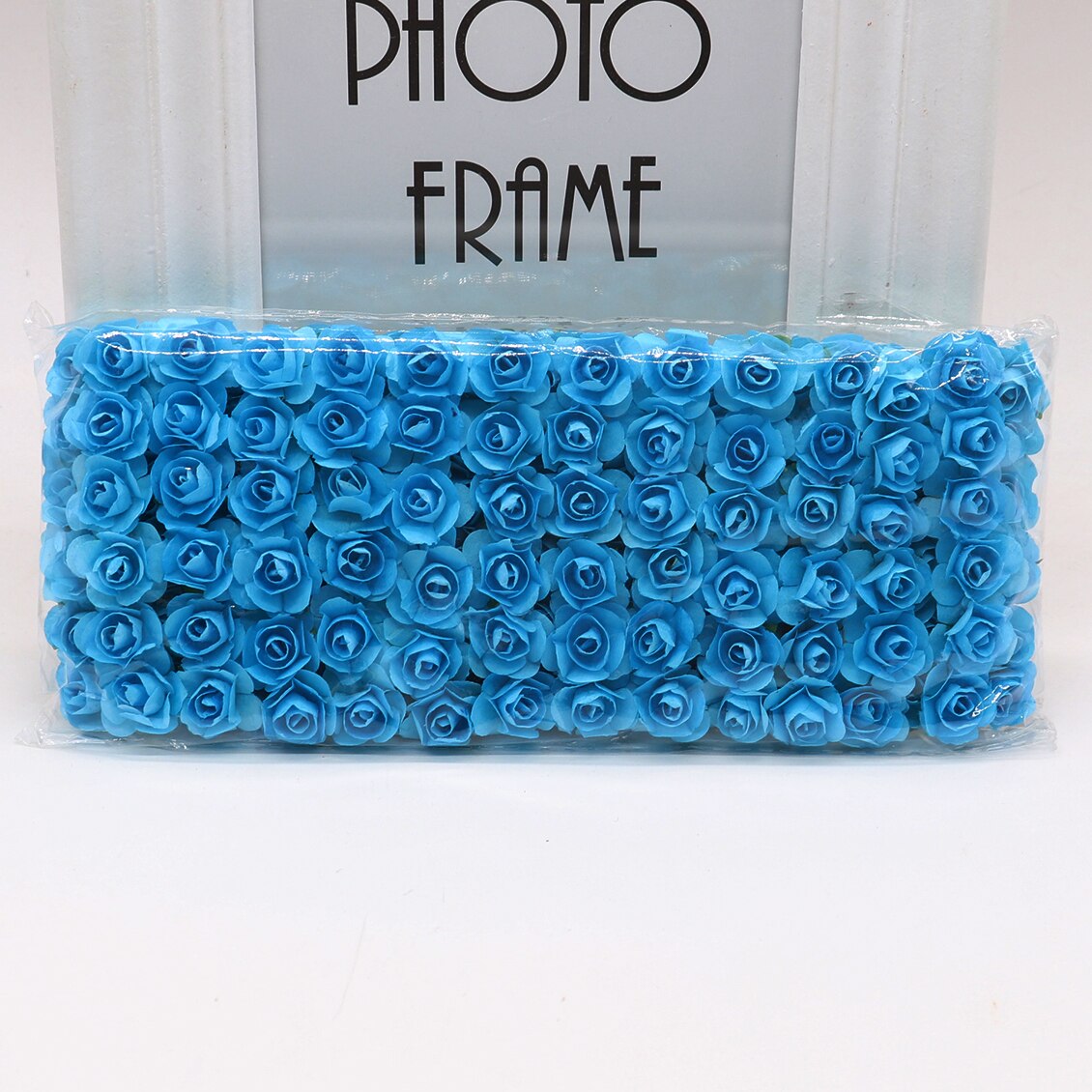 144pcs 1.5cm Mini Artificial Mini Paper Rose Bouquet DIY Wreath Scrapbook Wedding Ornament Artificial Rose Artificial Flower: dark blue