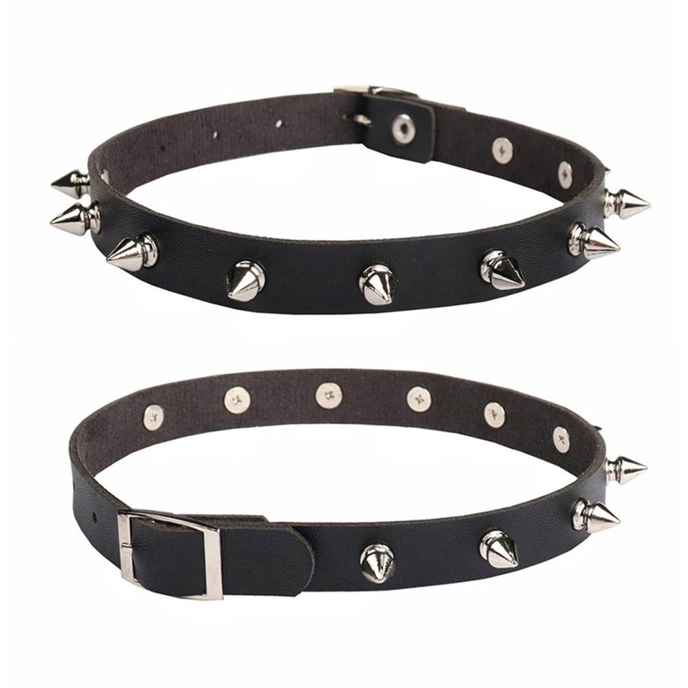 Gargantilla de cuero PU negro para mujeres y hombres, Gargantilla de motociclista con punta gótica Punk, Collar de cuero PU con tachuelas, Collar de Rock