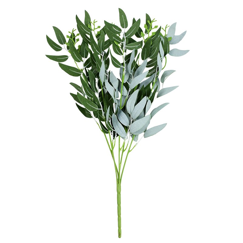 Ramo de hojas de sauce Artificial de seda, 52cm, hojas verdes, flores, decoración para sala de estar, arreglo, suministros de boda: B06 dark green
