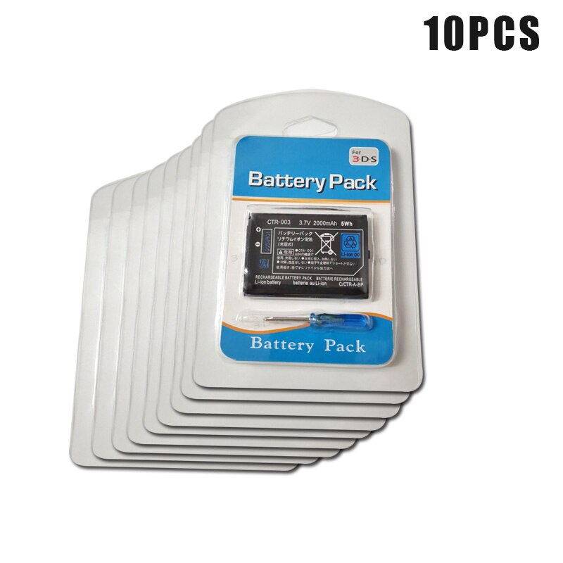 1-10PCS 3.7V 2000mAh Lithium Rechargeable Battery Pack +Screwdriver for Nintendo 3DS Game Console Replacement Batteries CTR-003: 10PCS