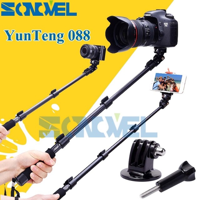 YunTeng 088 Handheld selfie Monopod Voor Gopro selfie Stick Monopod Statief + Telefoon Holde Voor iPhone Gopro Hero 4 3 + 3 2 Camera HD