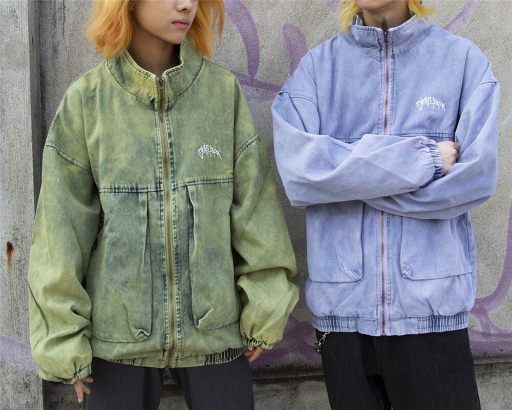 Lindsey Seader Hip Hop Denim Rits Jas Gewassen Hip Hop Casual Denim Jeans Jasje Streetwear Bovenkleding Mannen Kleding