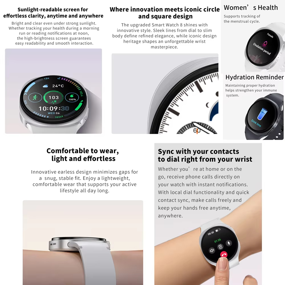 GPS AMOLED Mini nuovo originale Smart Watch uomo salute sport frequenza cardiaca chiamata Bluetooth impermeabile 8 Smartwatch da uomo