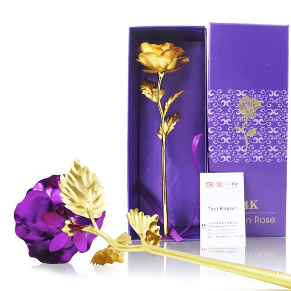 24K Gold Foil Rose Gold Rose Valentine's Day Wedding Anniversary Gold Foil Box Giveaway Small