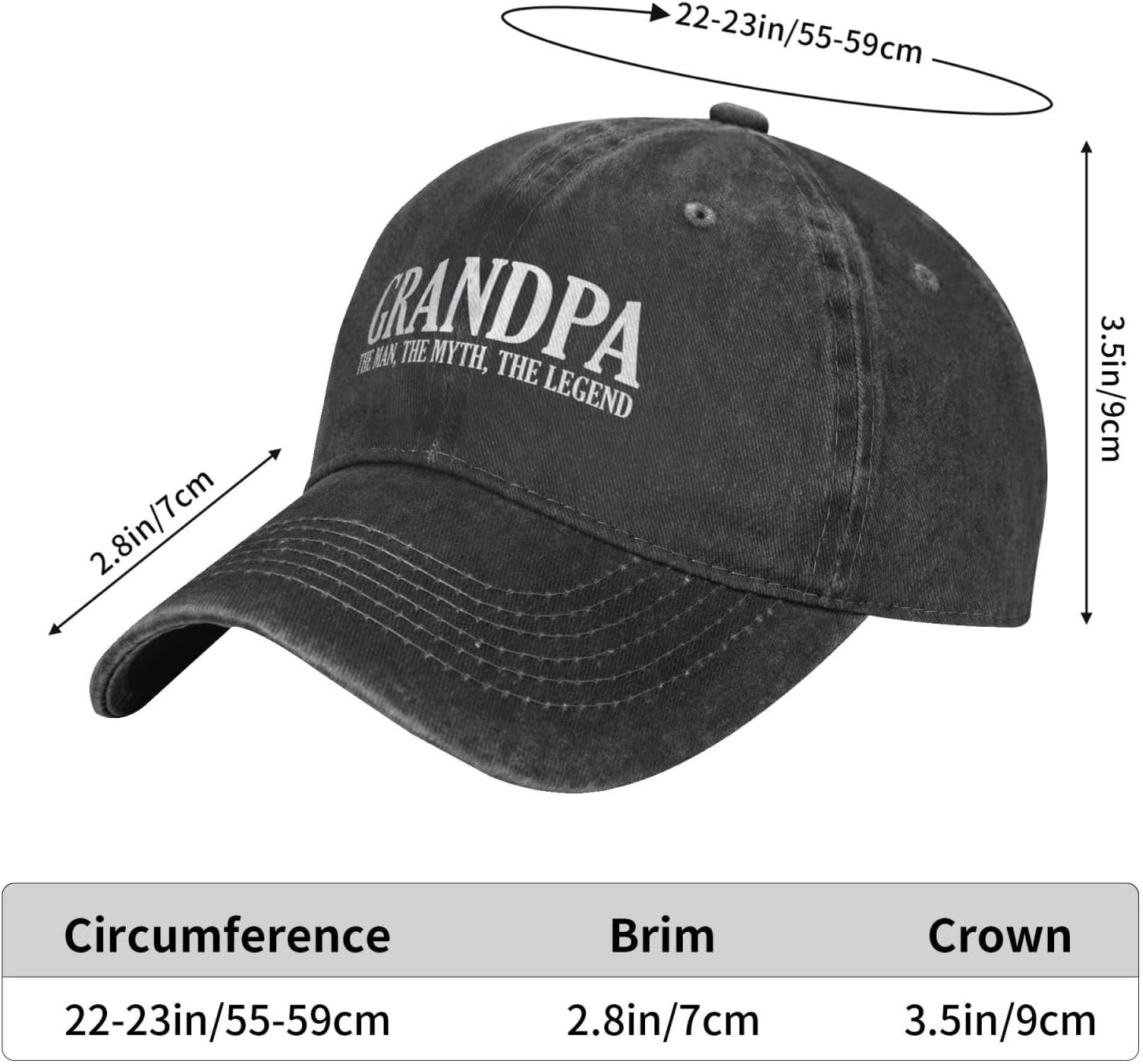 Casquette de baseball grand-père du monde, chapeau de papa de golf, réglable, original, classique, profil bas, chapeau en coton, hommes, femmes