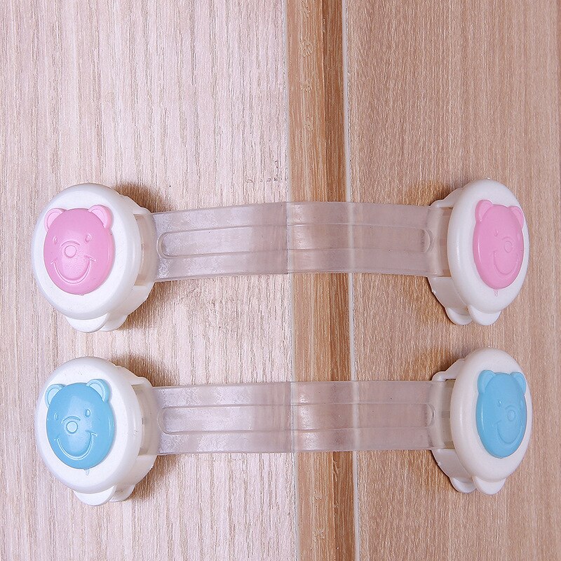 Baby Veiligheid Cartoon Beer Kabinet Sloten & Straps Plastic Lock Voor Kinderen Garderobe Kind Bescherming Blocker Baby Veiligheid: 3pcs Blue