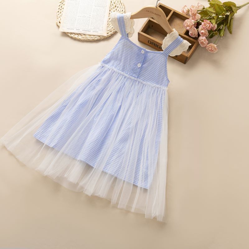 Meisjes Jurken Peuter Meisje Jurken Kinderen Kleding Meisje Jurk Meisjes Zomer Mesh Plaid Sling Dress Party Jurken Voor Meisjes: 3-4T