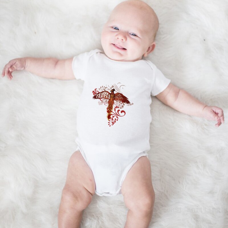 DERMSPE Pasgeboren Baby Jongen Meisje Korte Mouw Letter Print Vogel Foto Katoenen Romper Baby Ademend Jumpsuit Kleding Wit