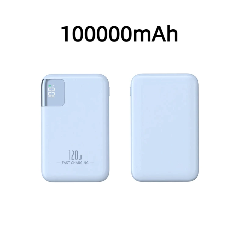 Power Bank 100000mAh 120W - Super PD 20W Pikalataus - Digitaalinen Näyttö - Kannettava: Harmaa