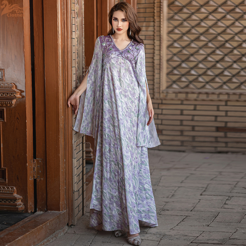 Ramadan Eid Djellaba Diamonds Abaya Dubai Kaftan Women Muslim Evening Party Dress Turkey Caftan Femme Robe Vestidos Gown