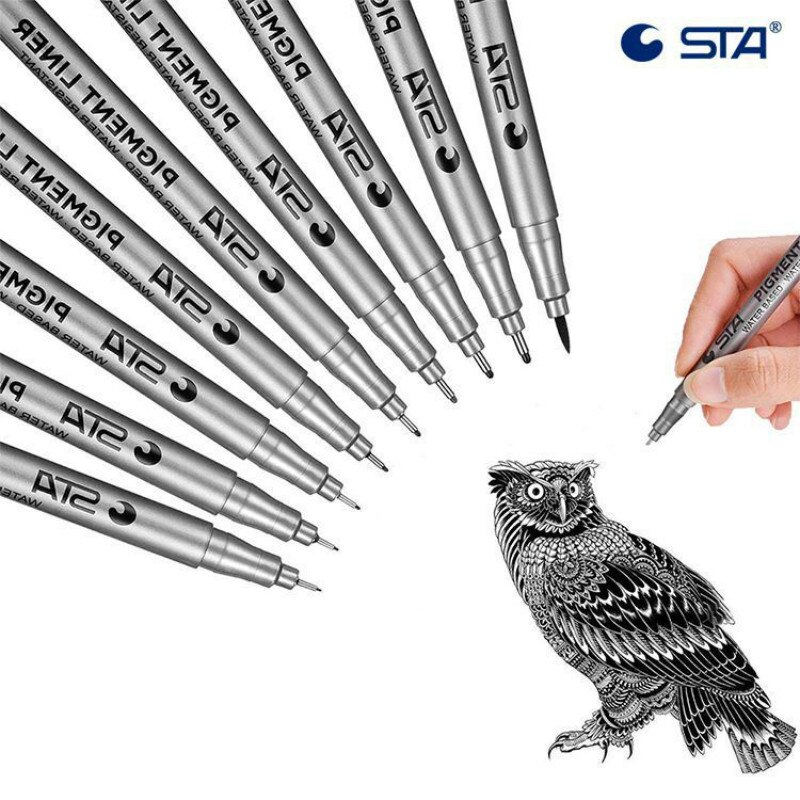 Waterproof STA Art Sketch comics Art Marker Pen Pigment Liner Water Based For Drawing Handwriting School Stationery