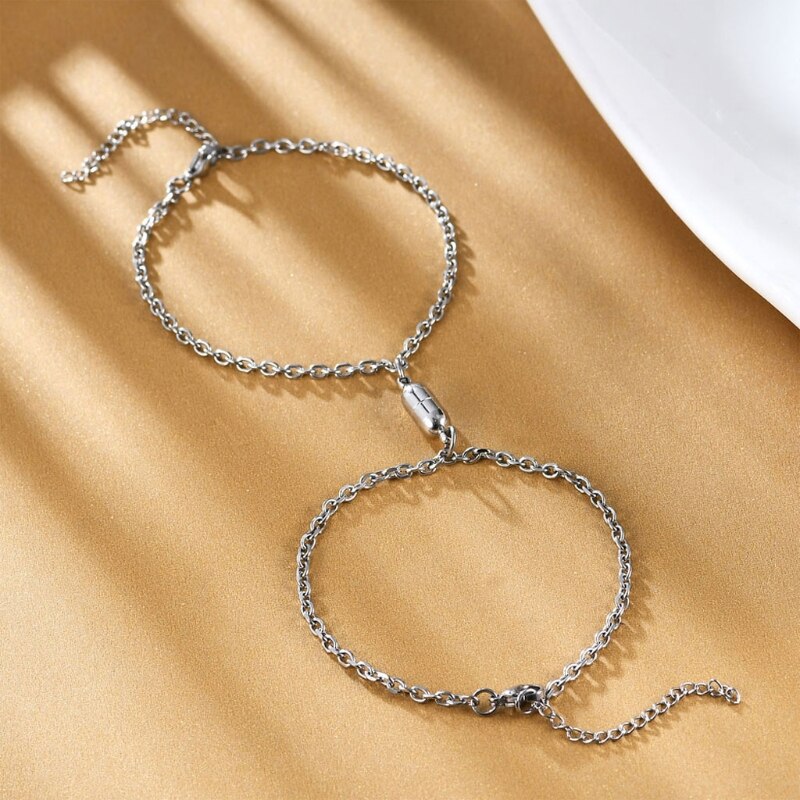 2Pcs Edelstahl Liebe Magnetische Fern Armband Kit Liebhaber Schmuck