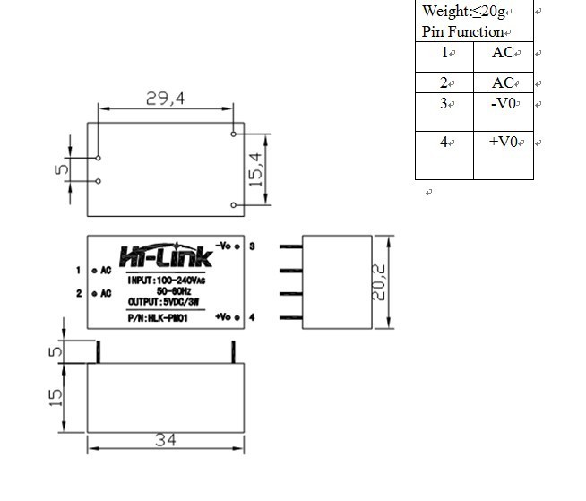 2 teile/los AC-DC 220V zu 5V 600mA Mini netzteil modul IOT Clever Heimat HLK-PM01