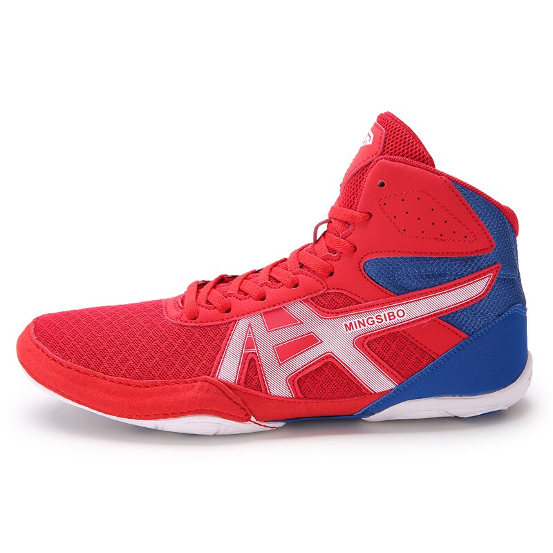 Mens Wrestling Shoes High Top Sneakers Woman Man Boxing Shoes Rubber Anti Slip Boy Wrestling Boots: HongSe / 7