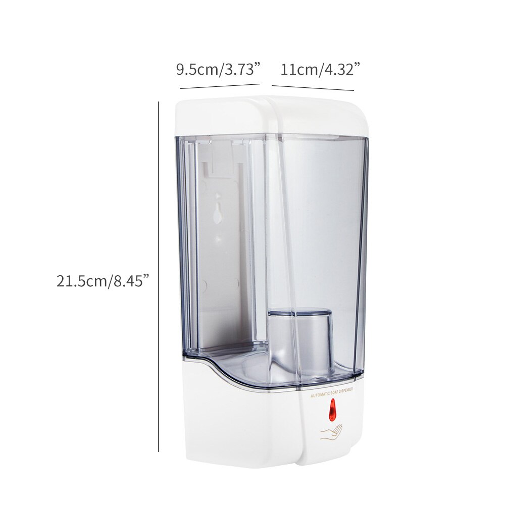 Batterijgevoede 1000ml wandgemonteerde automatische zeepdispenser voor vloeibare zeep, zeepdispenser rechtopstaande droogbak kunststof lekbak