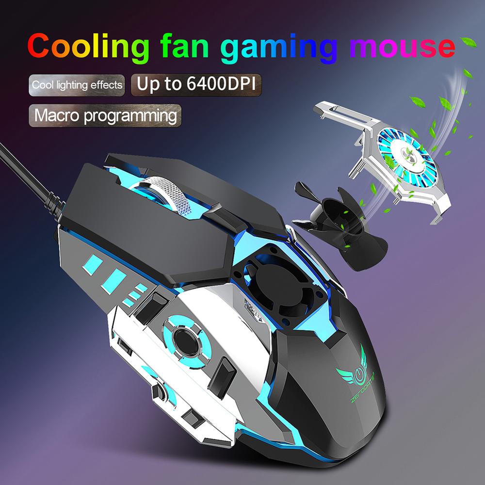 G22 Gaming Koelventilator Mouse 6 Knoppen 1000-1600-6400 Dpi Usb Bedrade Optische Muizen Voor Pc Computer