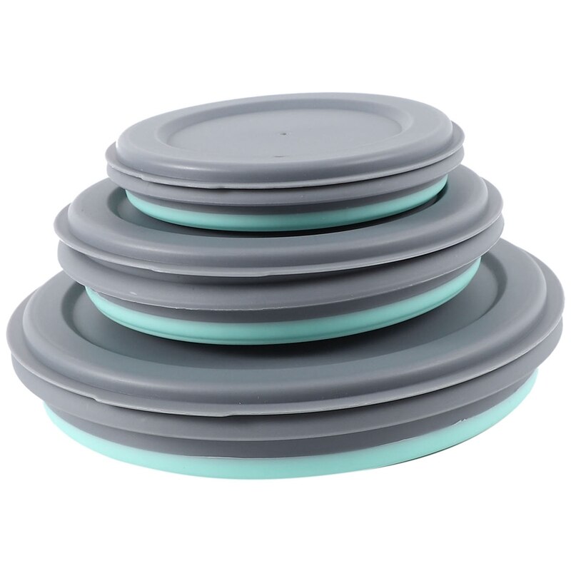 3 Stks/set Kom Sets Siliconen Vouwen Lunchbox Vouwen Kom Draagbare Siliconen Vouwen Kom Opvouwbare Slakom Met Deksel