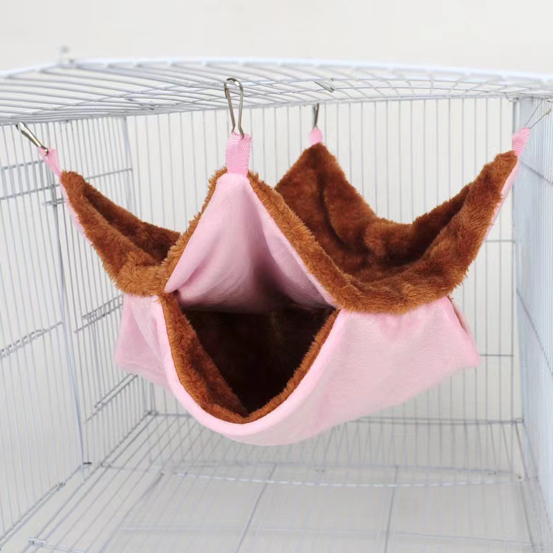Honeybird flying squirrel warm double-layer mezzanine hammock small pet hammock hanging squirrel sleeping bag pet supplies hamst: L / Dark Brown