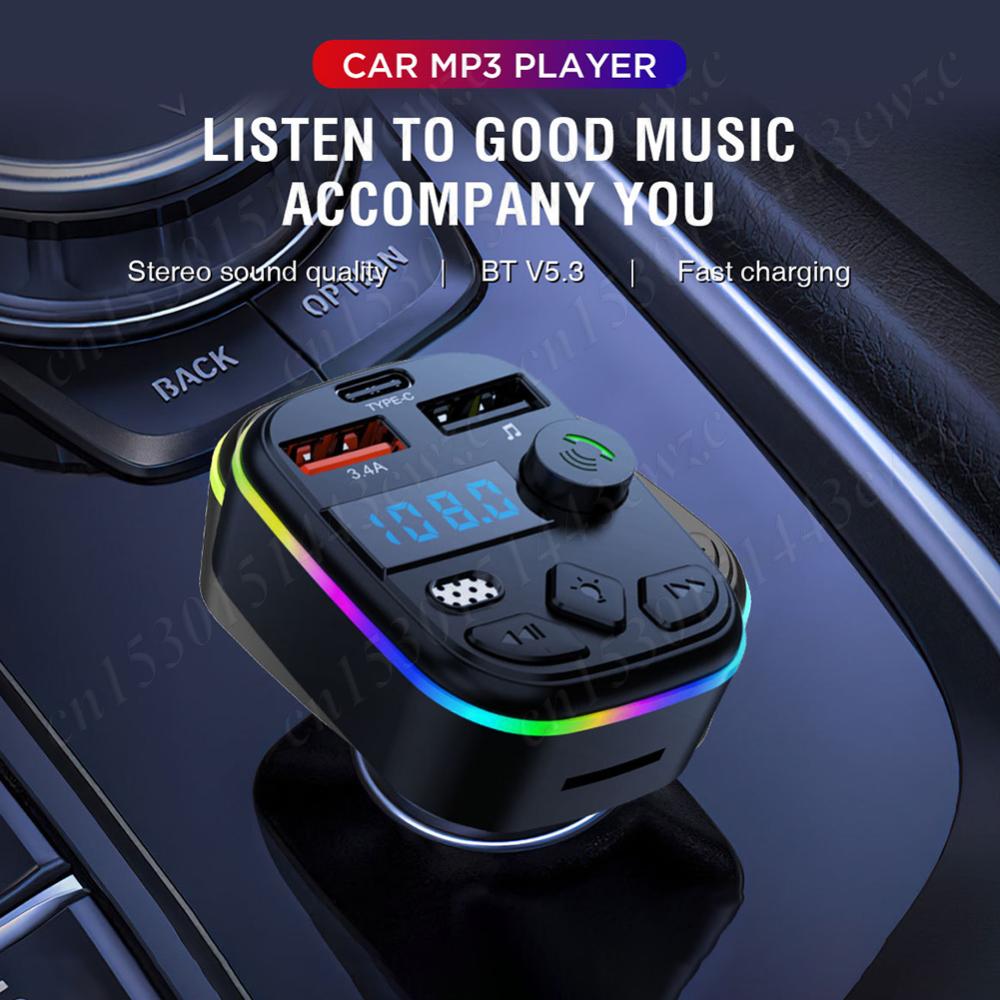 Auto Fm Zender Auto Mp3 Speler Bluetooth5.3 Ondersteuning Tf Kaart U Schijf Handsfree Mp3 Speler Radio Mp3 Speler Adapter Autolader