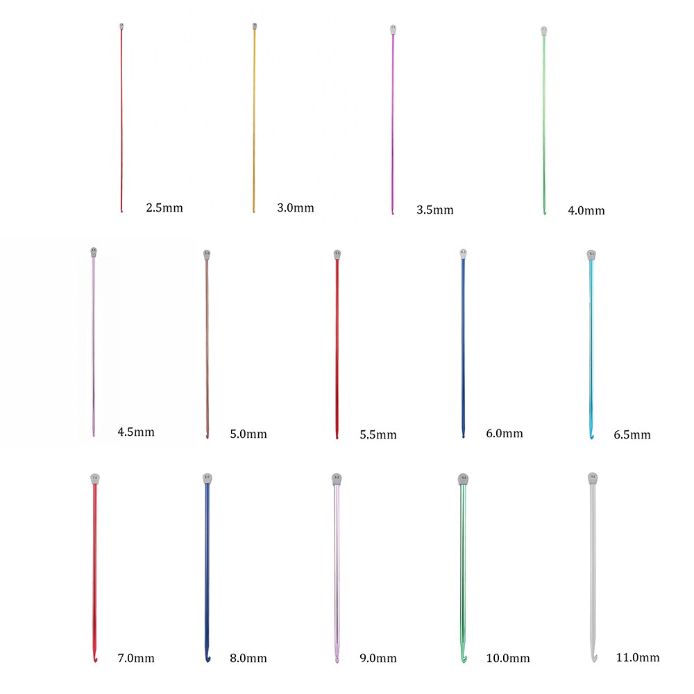 2.5-11mm 14 Size Tunisian Afghan Crochet Hooks Needle Multicolor Knitting Needles Hook Weaving Tool Long Sweater Sewing Needle