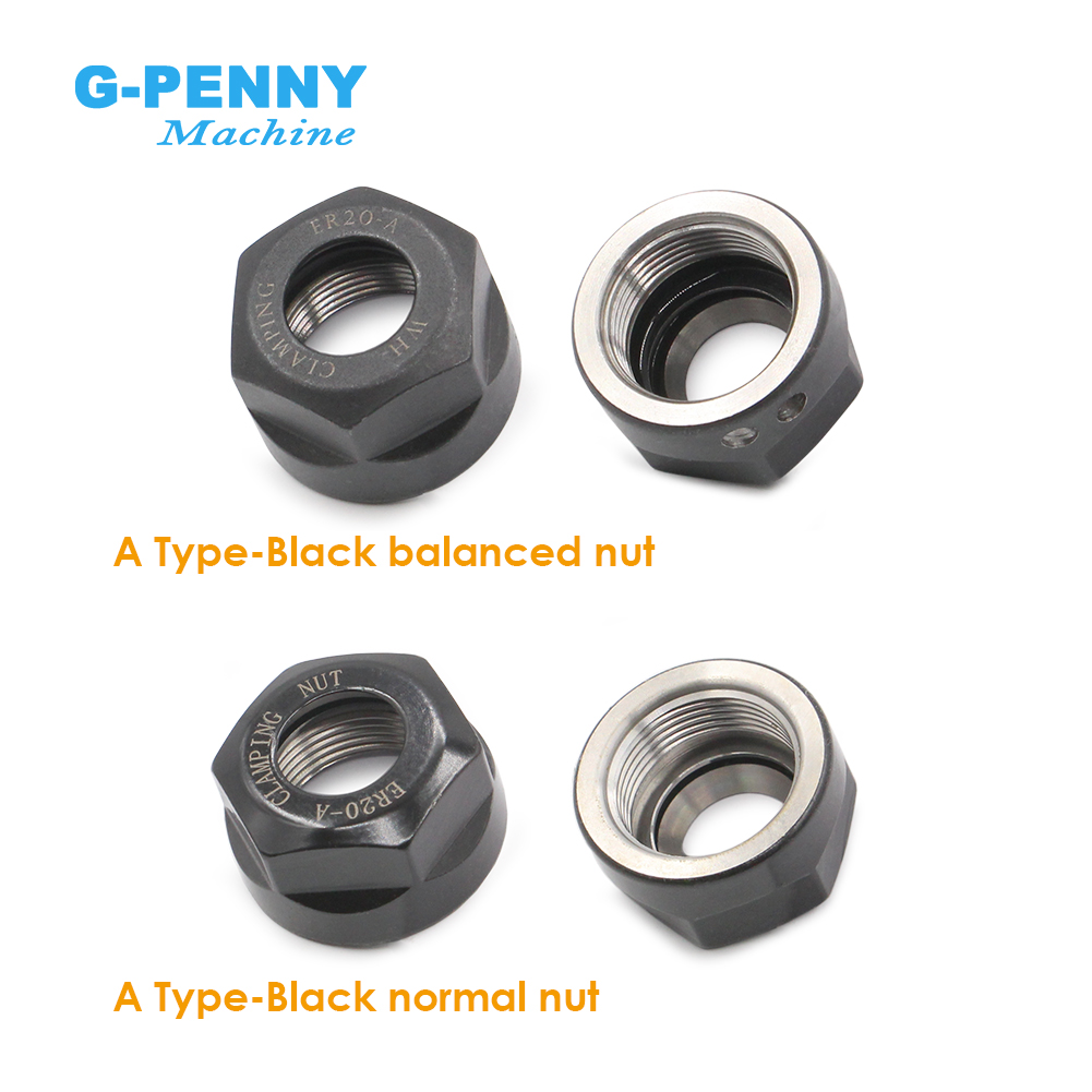 ER20-A Spanmoer Voor Cnc Graveren Spindel Motor Zwart/Zilver Spantang Collet Moer
