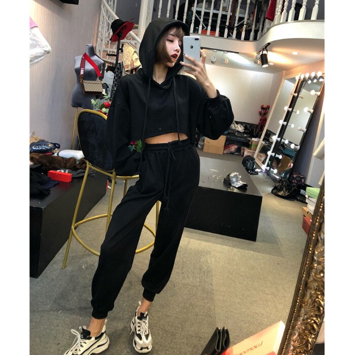 Meisje Mode Casual Pak Student Zomer Losse Cool Effen Jas Broek Twee Papieren Jurk Pak-Jurk Twee-stuk Pak Met Kap