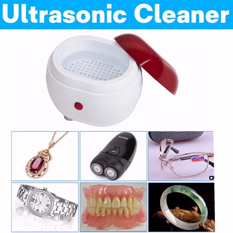Huishoudelijke Mini Ultrasone Sieraden Cleaner Cleaning Machine Mand Sieraden Horloges Dental Ultrasone Reiniger Mini Ultrasone Bad