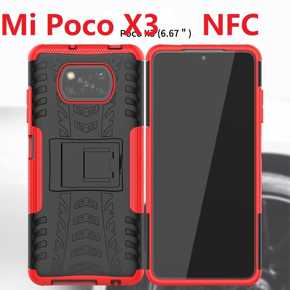 Armor telefoonhoesjes voor xiaomi poco  x3 nfc-hoesje + gehard glas, zachte pc-gel, hybride bescherming, siliconen harde hoes