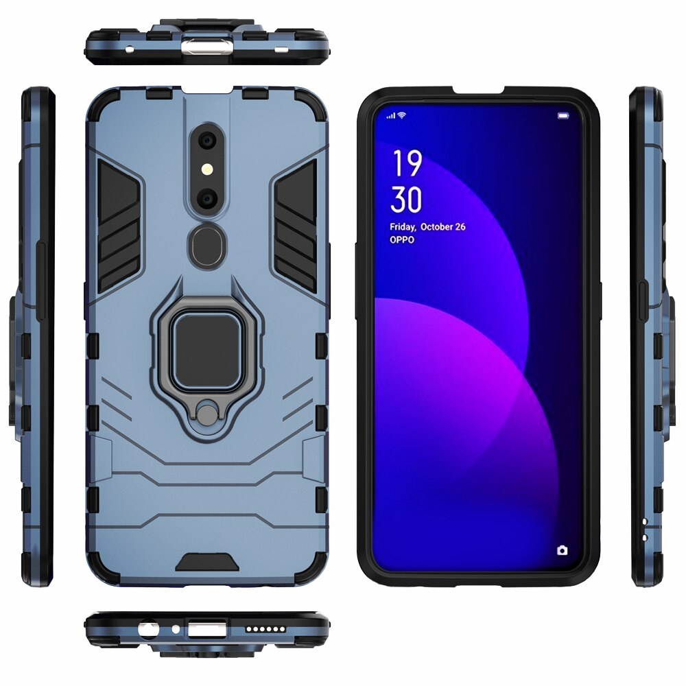 Für OPPO F11 Profi fallen F11Profi Stoßfest Ring Stehen Stoßstange Silikon + PC Telefon Abdeckung Für Oppo A9 A9X Fällen F 11 Profi F11 11Profi: Pro OPPO A9X / Marine Blau