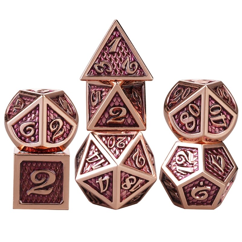 7pcs/set Metal Dice Set RPG MTG DND Metal Polyhedral Dice Role Playing Games: H