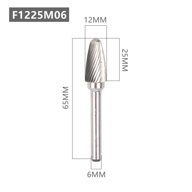 1pc Head Tungsten Carbide Rotary file Tool Drill Milling Carving Bit Tools Point Burr Die Grinder Abrasive Tools: F1225M06